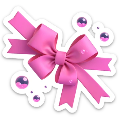 pink bow with floating bubbles around it sticker