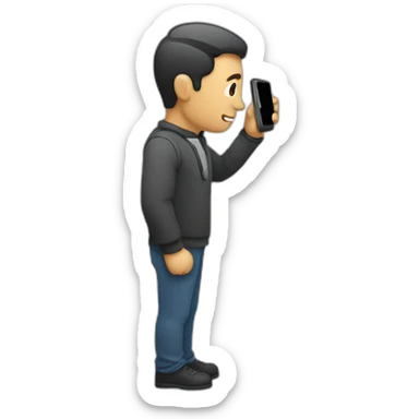 A man talks to his mobile phone sideways sticker