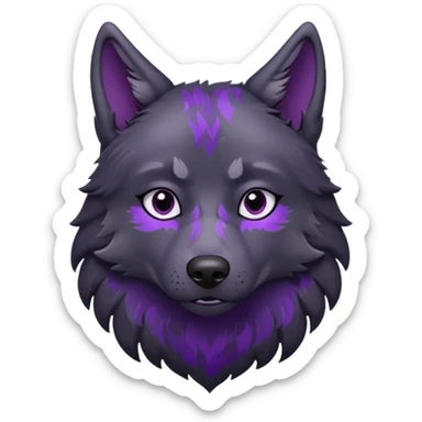 black wolf with purple pattern sad emotion sticker