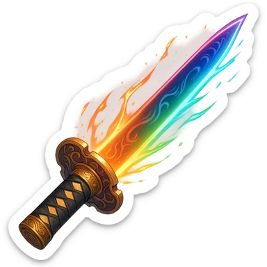 Nichirin blade from Demon Slayer anime, detailed hilt, glowing blade, vibrant colors, anime style sticker