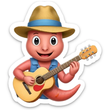 Earthworm playing guitar sticker