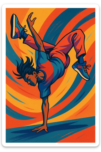 illustration of a person performing acrobatic moves, style 2 sticker
