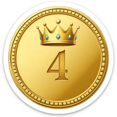 Make the paid subscription icon round and gold with the number 4 and a crown. sticker