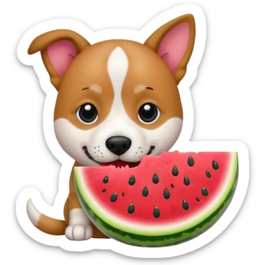 dog eating watermelon sticker