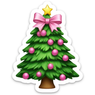 christmas tree with pink bow  sticker