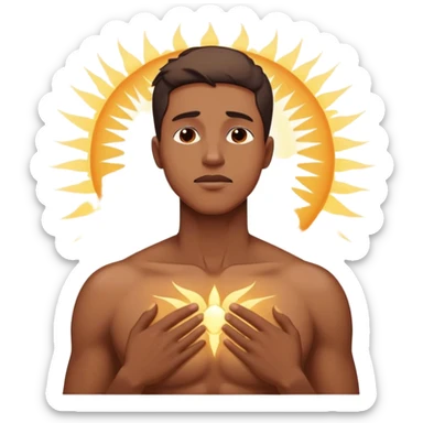 transition from a man with a spiritual pain on his chest growing up to a man with a soul glowing on his body representing his healed version karmically and using that energy to heal others sticker