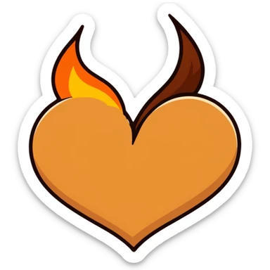 Flamed brown heart  sticker