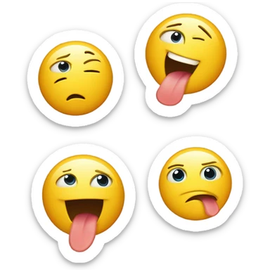 Make Emoji yellow circle with tongue sticking out with excitement and eye showing pure admiration  sticker