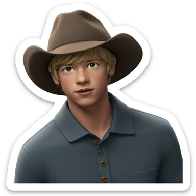 boy in hat on black sticker