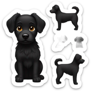One hairy black dog female cute sticker