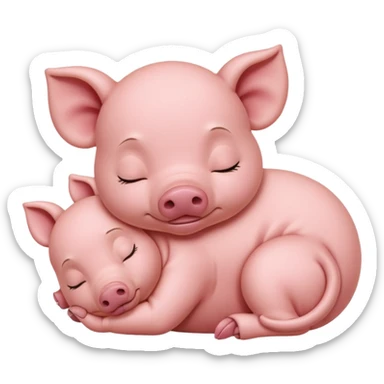 Sleeping Piglet – tiny pink pig curled up, eyes closed sticker