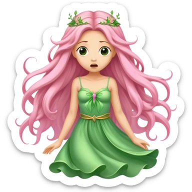 pink fairy in green dress shock sticker
