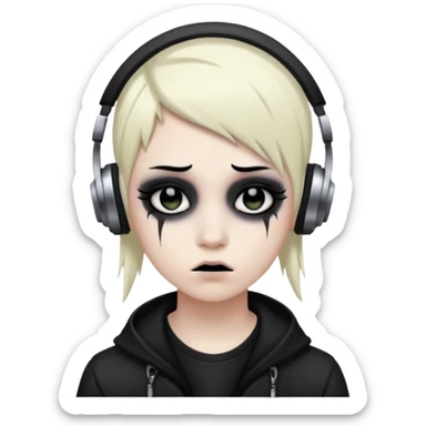an emo nonbinary person listening to metal sticker
