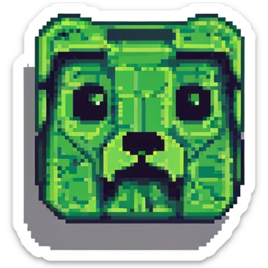 blocky minimal square pixel art Minecraft creeper face, very simple shapes sticker