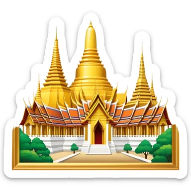Grand Palace Bangkok Landmark Emoji – Featuring golden spires, Thai architecture, and the Emerald Buddha Temple. sticker