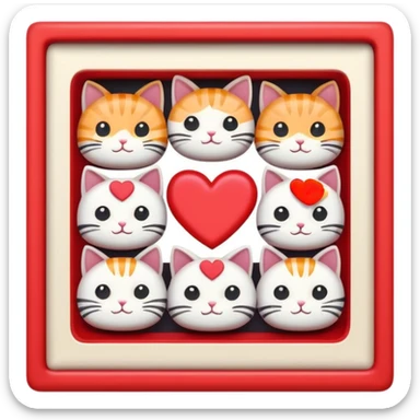 square frame with empty center, alternating cats, sushi, and hearts around the outside edge sticker