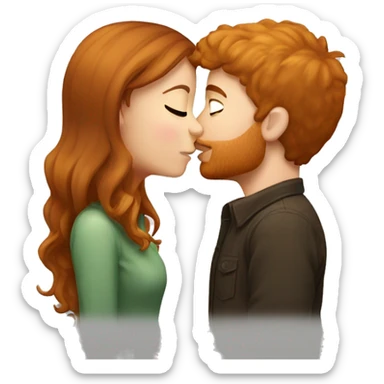Brown hair girl kissing ginger guy sticker