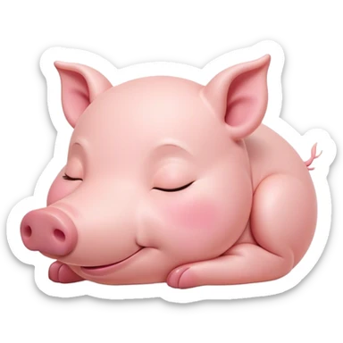 Meme-Worthy Cute Sleeping Piglet Portrait Emoji, Head resting peacefully with a contented smile, showcasing a delightfully tiny build and a luxuriously soft rosy-pink hide, eyes shut in a serene, restful nap, Simplified yet hilariously adorable features, highly detailed, glowing with a soft, drowsy light, high shine, relaxed and utterly lovable, stylized with an air of playful laziness, bright and heartwarming, soft glowing outline, capturing the essence of a comically sleepy piglet, so meme-worthy it feels like it could instantly become the next viral sensation of adorable slumber! sticker