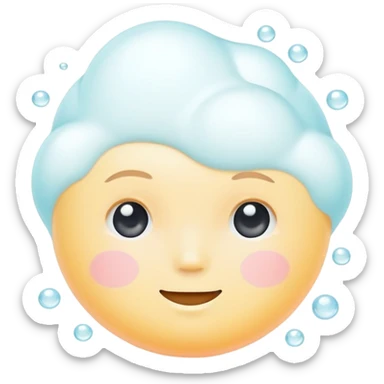 Foaming facial cleanser, minimalist, rounded, soft pastel colors, with foam bubbles sticker