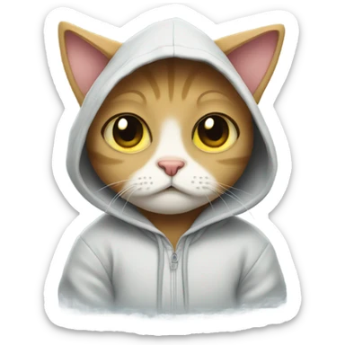 Sad cat in a hoodie sticker