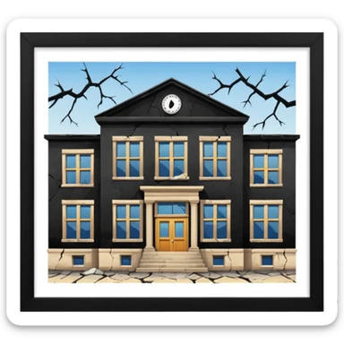 A broken/abandoned school with cracks and dust  with no back ground sticker