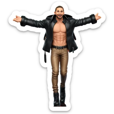 smiling boy in leather jacket sticker