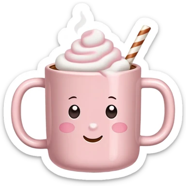 Light Pink mug of hot chocolate with marshmallows  sticker
