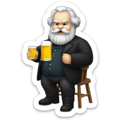 fat karl marx drinks beer sticker