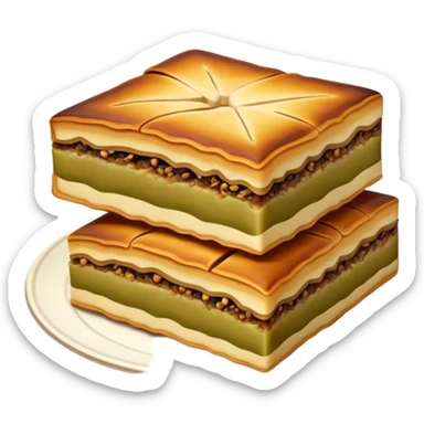 Martabak Cinematic Realistic Martabak Dish Emoji, depicted as a single, square slice of sweet, thick martabak with a rich, indulgent filling, rendered with detailed textures and vibrant, appetizing lighting. sticker