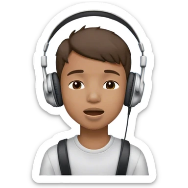 boy with headphones under sky mouth closed sticker