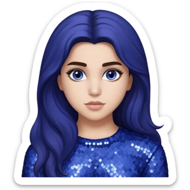 Lauren Jauregui from Fifth Harmony with long dark brown hair, periwinkle sequin outfit sticker