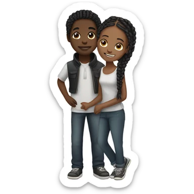 Black brother and sister with braids sticker