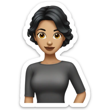 Latina with wolfcut midlong black hair sticker