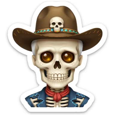 Abuelito esqueleto vestido de vaquero en día de los muertos  sticker