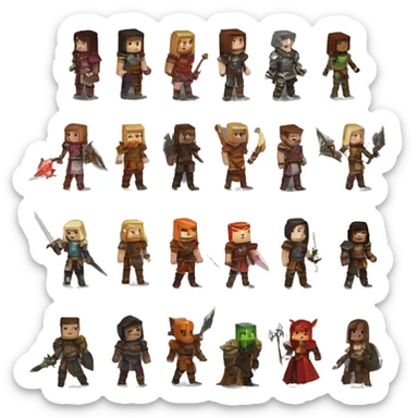 Minecraft style of dungeons and dragons characters  sticker