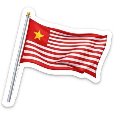 La bandera consta de 3 frangas horisontales iguales del mismo tamaño rojas las exteriores y blanca la horizontal sticker