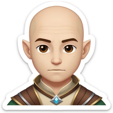 DnD character. The composition is centered, showing only the head and upper chest, ensuring perfect symmetry and alignment. sticker