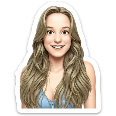 smiling girl with long hair sticker
