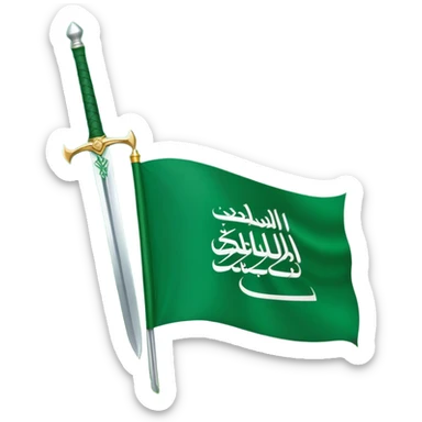 Saudi flag green field with white calligraphy and sword sticker