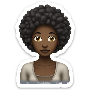 black skin girl with afro and allons eyes sticker
