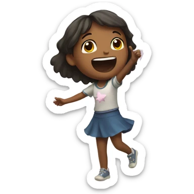 Girl catching a star sticker