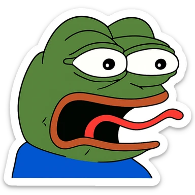 surprised Пэпэ meme with wide eyes and open mouth sticker