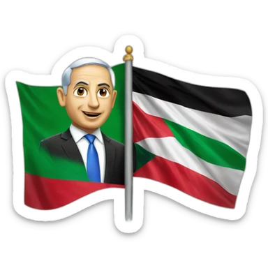 netanyahu with palestinian flag sticker
