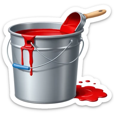 paint bucket, only bucket, spilled paint, red color,with out brush sticker