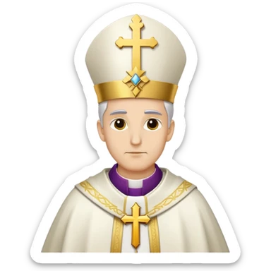 White high Mitre with a golden cross for a Bishop sticker