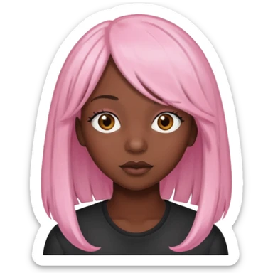 Black girl with long light pink wig sticker