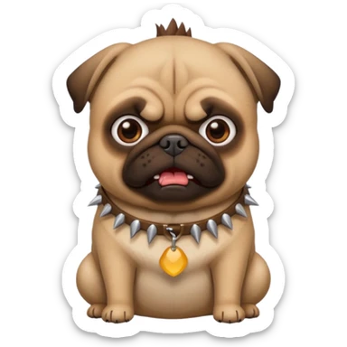 pug dog with angry expression and spiked collar emoji style iPhone sticker