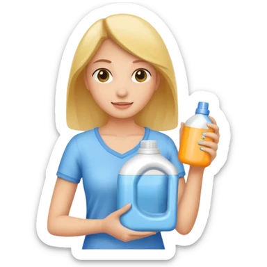 woman holding laundry detergent sticker