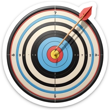 A bow and arrow aimed at a target, with the arrow perfectly positioned for release. The background features a target with concentric rings, emphasizing precision, skill, and focus in archery. The scene radiates concentration and the grace of the sport. sticker