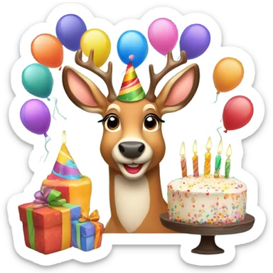 Buck deer happy birthday  sticker